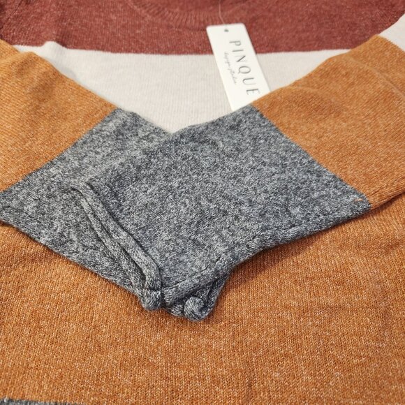 Pinque Gina Crew Neck Striped Pullover Sweater Rust Stone NWT Women's Size XXL - Picture 8 of 12